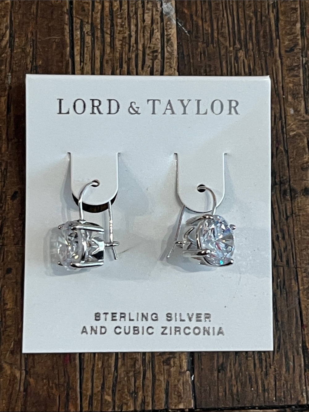 Lord & Taylor Silver Sterling 925 marked Cubic Zirconia Drop Earrings - Clear